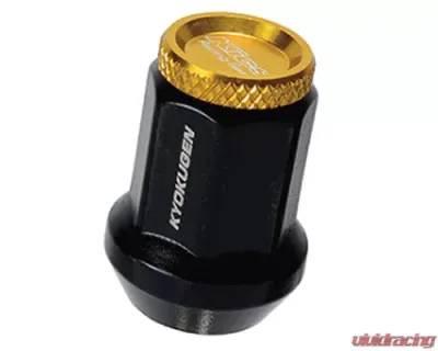 Project Kics Kyokugen Lug Nut Set 12x1.25 Black Aluminum w/Black Cap - HP3KK