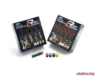 Project Kics R40 Iconix 14x1.25 Lug Set Black with Gold Caps - RIA-15KA