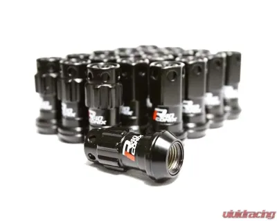 Project Kics R40 iCONIX Black Chrome M12x1.50 20-Piece Lug Nut Set with Black Plastic Cap - RIF-01KK