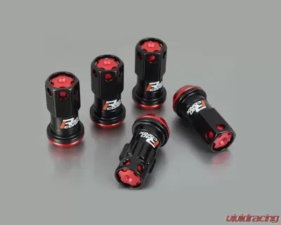 Project Kics R40 iCONIX Black Chrome M12x1.50 20-Piece Lug Nut Set with Black Plastic Cap - RIF-01KK