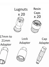 Project Kics R40 iCONIX Black Chrome M12x1.50 20-Piece Lug Nut Set with Black Plastic Cap                                     - RIF-01KK - Image 6