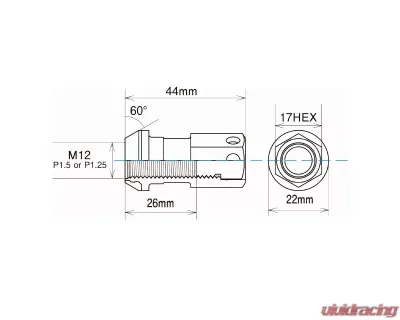 Project Kics R40 iCONIX Black Chrome M12x1.50 20-Piece Lug Nut Set with Black Plastic Cap - RIF-01KK