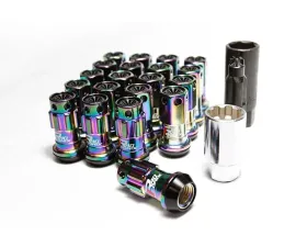 Project Kics R40 iCONIX M12x1.25 Neo Chrome 20 Piece Lug Nut Set with Black Plastic Cap