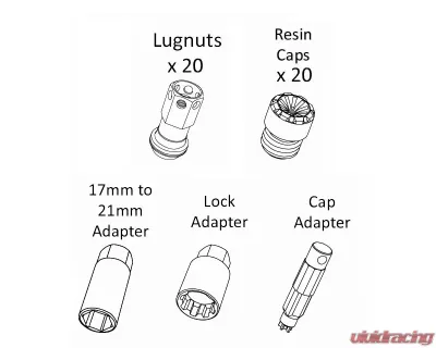 Project Kics R40 iCONIX M12x1.25 Neo Chrome 20 Piece Lug Nut Set with Black Plastic Cap - RIF-03NK