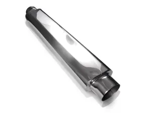 Stainless Works Smooth Oval Muffler - 24in Long 2 1/4in ID Inlets Both Ends