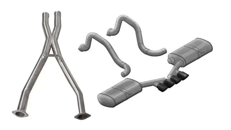 CORSA Performance 2.5" Catback Exhaust Dual Rear Exit w/Tigershark 3.5" Black PVD Pro-Series Tips Chevrolet Corvette C5 1997-2004 - 14139CBBLK