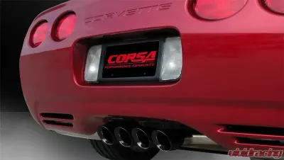 CORSA Performance 2.5" Catback Exhaust Dual Rear Exit w/Tigershark 3.5" Black PVD Pro-Series Tips Chevrolet Corvette C5 1997-2004 - 14139CBBLK