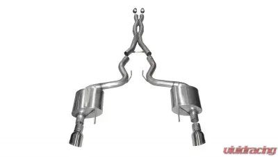Corsa Performance 3.0" Catback Exhaust Dual Rear Exit w/Single 4.0" Polished Pro-Series Tips Ford Mustang GT Fastback 2015-2022 - 14328
