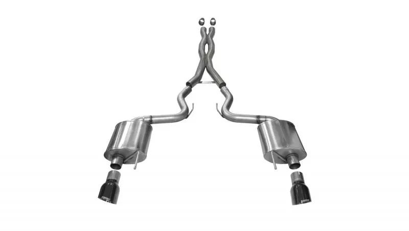 Corsa Performance 3.0" Catback Exhaust Dual Rear Exit w/Single 4.5" Black PVD Pro-Series Tips Ford Mustang GT Fastback 2015-2022 - 14332BLK