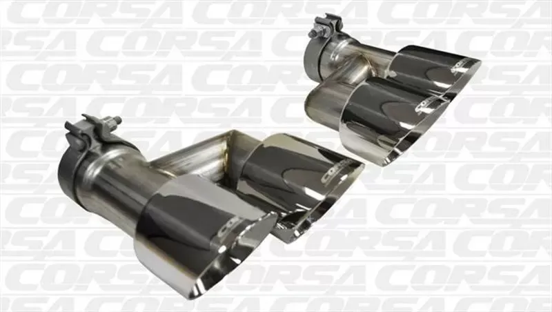 Corsa Performance Twin 4.0" Polished Pro-Series Tip Kit Ford Mustang 2015-2022 - 14333