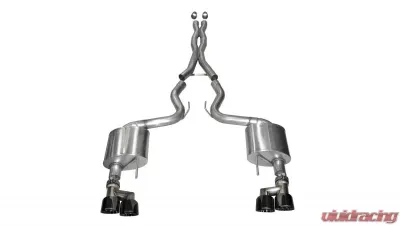 Corsa Performance 3.0" Catback Exhaust Dual Rear Exit w/Twin 4.0" Black PVD Pro-Series Tips Ford Mustang GT Fastback 2015-2022 - 14335BLK