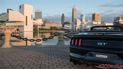 Corsa Performance 3.0" Catback Exhaust Dual Rear Exit w/Single 4.5" Black PVD Pro-Series Tips Ford Mustang GT Convertible 2015-2022 - 14341BLK