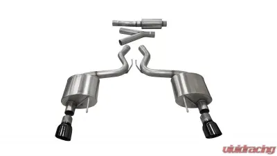 CORSA Performance 3.0" Catback Exhaust Dual Rear Exit w/Single 4.5" Black PVD Pro-Series Tips Ford Mustang EcoBoost Fastback 2015-2022 - 14343BLK