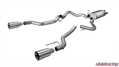 CORSA Performance 3.0" Catback Exhaust Dual Rear Exit w/Single 5.0" Satin Polished Straight Cut Tips Ford Raptor Super Cab | Super Crew 2017-2025 - 14397