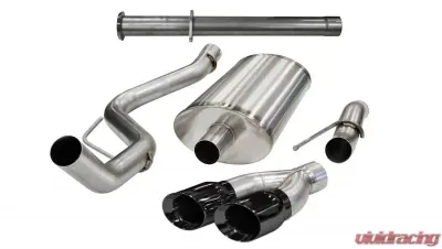 CORSA Performance 3.0" Catback Exhaust + Res Delete Single Side Exit w/Twin 4.0" Black PVD Pro-Series Tips Ford Raptor Super Cab 2011-2014 - 14759BLK
