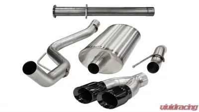 CORSA Performance 3.0" Catback Exhaust + Res Delete Single Side Exit w/Twin 4.0" Black PVD Pro-Series Tips Ford Raptor Super Crew 2011-2014 - 14760BLK