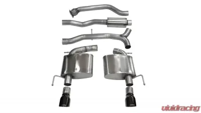 CORSA Performance 3.0" Catback Exhaust Dual Rear Exit w/Single 4.0" Black PVD Pro-Series Tips Cadillac ATS 2013-2019 - 14888BLK