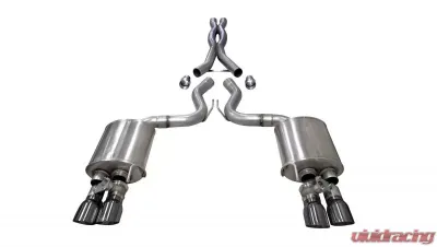 Corsa Performance 3.0" Catback Exhaust Dual Rear Exit w/Twin 4.0" Gunmetal PVD Pro-Series Tips Ford Mustang GT Fastback - w/ Valves 2018-2022 - 21001GNM