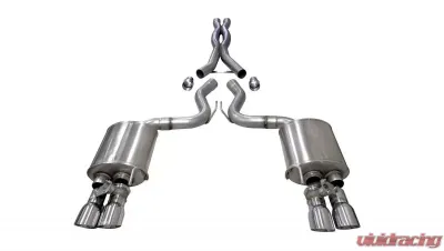 Corsa Performance 3.0" Catback Exhaust Dual Rear Exit w/Twin 4.0" Polished Pro-Series Tips Ford Mustang GT Fastback - w/ Valves 2018-2022 - 21001