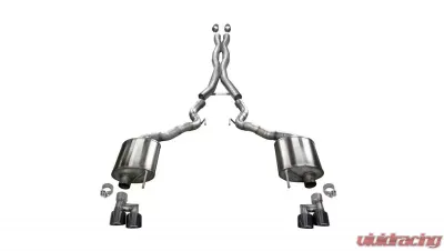 Corsa Performance 3.0" Catback Exhaust Dual Rear Exit w/Twin 4.0" Black PVD Pro-Series Tips Ford Mustang GT Convertible - No Valves 2018-2022 - 21047BLK