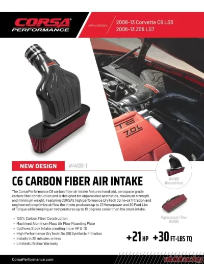 CORSA Carbon Fiber Intake with DryTech Filter Chevrolet Corvette Z06 2006-2013 - 44108-1