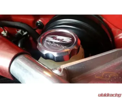JM Fabrications Aluminum Brake Fluid Reservoir Cap Black Anodized Mitsubishi Evolution 7 | 8 | 9 - EVO-BRKCAP-01