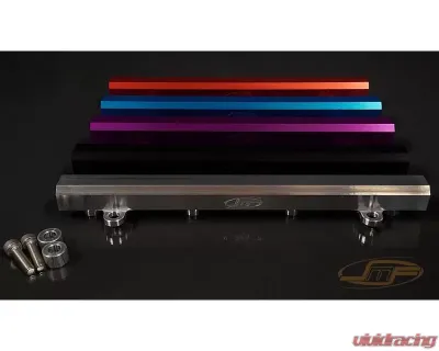 JM Fabrications Evo 10AN Billet Fuel Rail Anodized Black - EVO-FUELRAIL-01