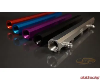 JM Fabrications Evo 10AN Billet Fuel Rail Anodized Black - EVO-FUELRAIL-01