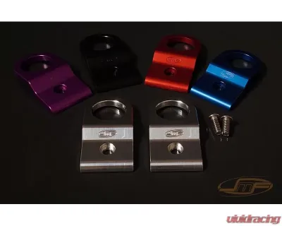 JM Fabrications Aluminum Radiator Bracket Sold As A Set Red Anodized - EVO-RADBKT-04