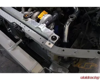 JM Fabrications Aluminum Radiator Bracket Sold As A Set Red Anodized - EVO-RADBKT-04