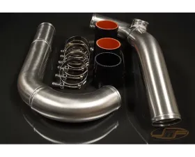 JM Fabrications 2.5 Inch Upper Intercooler Pipe Kit For JMF Billet Drag/Magnus Cast Intake Manifold Hks Bov Flange Mitsubishi Evolution 7 | 8 | 9 2001-2007 Black Couplers Ets Style Fmic