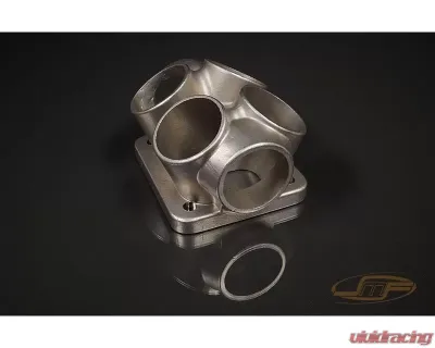 JM Fabrications Divided T4 304 Stainless Steel Cast Merge Collector Dual Wastegate Ports - UN-DIVT4CLCTR-00