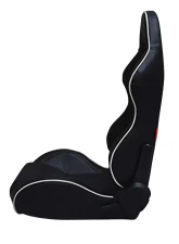 Cipher Auto Black w/ White Piping Synthetic Leather Racing Seats - Pair                                     - CPA1031PBK-W - Image 3