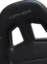 Cipher Auto Black w/ White Piping Synthetic Leather Racing Seats - Pair                                     - CPA1031PBK-W - Image 5