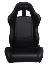 Cipher Auto Black w/ White Piping Synthetic Leather Racing Seats - Pair                                     - CPA1031PBK-W - Image 6
