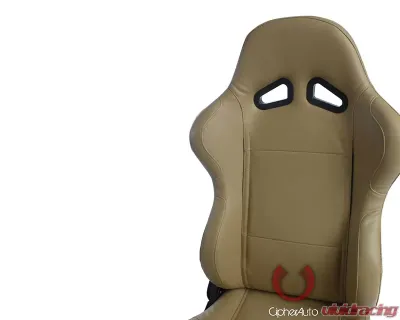 Cipher Auto Beige Synthetic Leather Racing Seats - Pair - CPA1001PBG