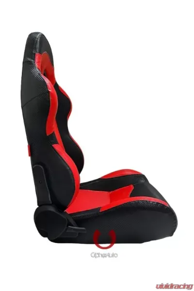 Cipher Auto Black|Red Full Carbon Fiber Racing Seats - Pair - CPA1003CFBKRD