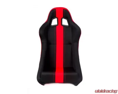 Cipher Auto Black w/ Red Stripe Cloth Full Bucket Racing Seats - Single - CPA1005FBK-RD
