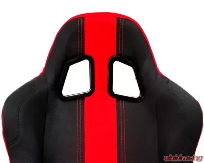 Cipher Auto Black w/ Red Stripe Cloth Full Bucket Racing Seats - Single - CPA1005FBK-RD