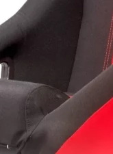 Cipher Auto Black w/ Red Stripe Cloth Full Bucket Racing Seats - Single                                     - CPA1005FBK-RD - Image 4