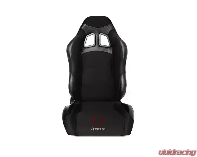 Cipher Auto Wide Version|Black Premium Cloth w/ Carbon Fabric Patch Racing Seats - Pair - CPA1007FBKWV