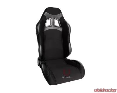 Cipher Auto Wide Version|Black Premium Cloth w/ Carbon Fabric Patch Racing Seats - Pair - CPA1007FBKWV