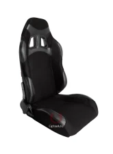 Cipher Auto Wide Version|Black Premium Cloth w/ Carbon Fabric Patch Racing Seats - Pair                                     - CPA1007FBKWV - Image 3
