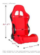 Cipher Auto Red Cloth Racing Seats - Pair                                     - CPA1007FRD - Image 7