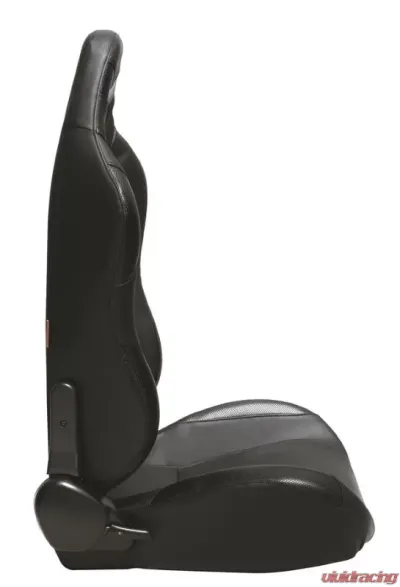 Cipher Auto Wide Version|Black Premium Leatherette w/ Carbon Fabric Patch Racing Seats - Pair - CPA1007PBKWV