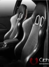 Cipher Auto Black Synthetic Leather Racing Seats - Pair                                     - CPA1007PBK - Image 6