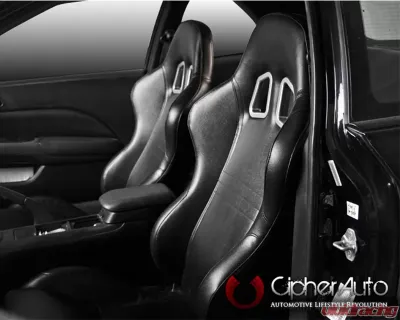 Cipher Auto Black Synthetic Leather Racing Seats - Pair - CPA1007PBK