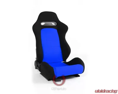 Cipher Auto Black|Blue Cloth Racing Seats - Pair - CPA1013FBKBU