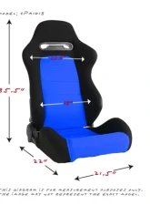 Cipher Auto Black|Blue Cloth Racing Seats - Pair                                     - CPA1013FBKBU - Image 6