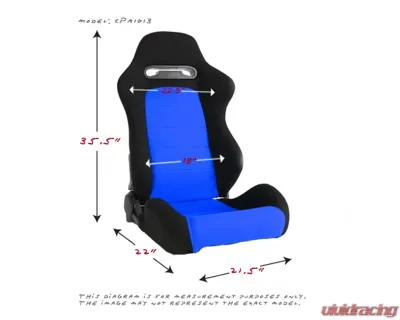 Cipher Auto Black|Blue Cloth Racing Seats - Pair - CPA1013FBKBU